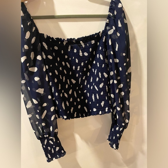 WILFRED SMOCKED PRINTED BLOUSE - Picture 1 of 3